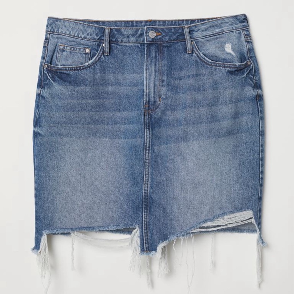 H&M | Distressed Blue Denim Skirt
